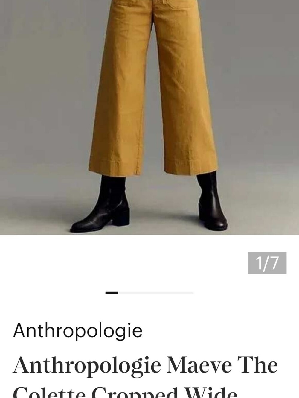 Anthropologie Maeve The Colette Cropped Wide Leg Pants Size 29 Copper Golden